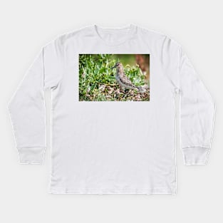 Dunlin wading bird on the shore Kids Long Sleeve T-Shirt